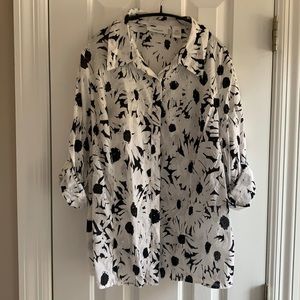 Tantrums Black & White Textured Button Down- Size XXL